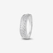 Triple Row Diamond Leaf Design 925 Sterling Silver Ring for Women