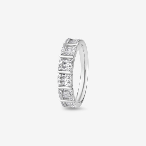 Baguette & Round Stone 925 Sterling Silver Ring for Women