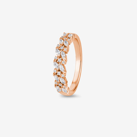 Marquise & Round Clear Diamond 925 Sterling Silver Rose Gold Ring for Women