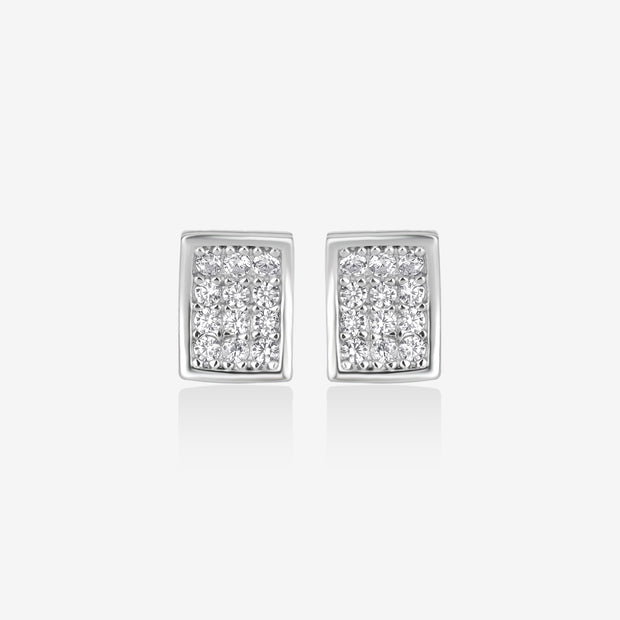 Classic Square CZ Diamond 925 Sterling Silver Stud Earrings for Women