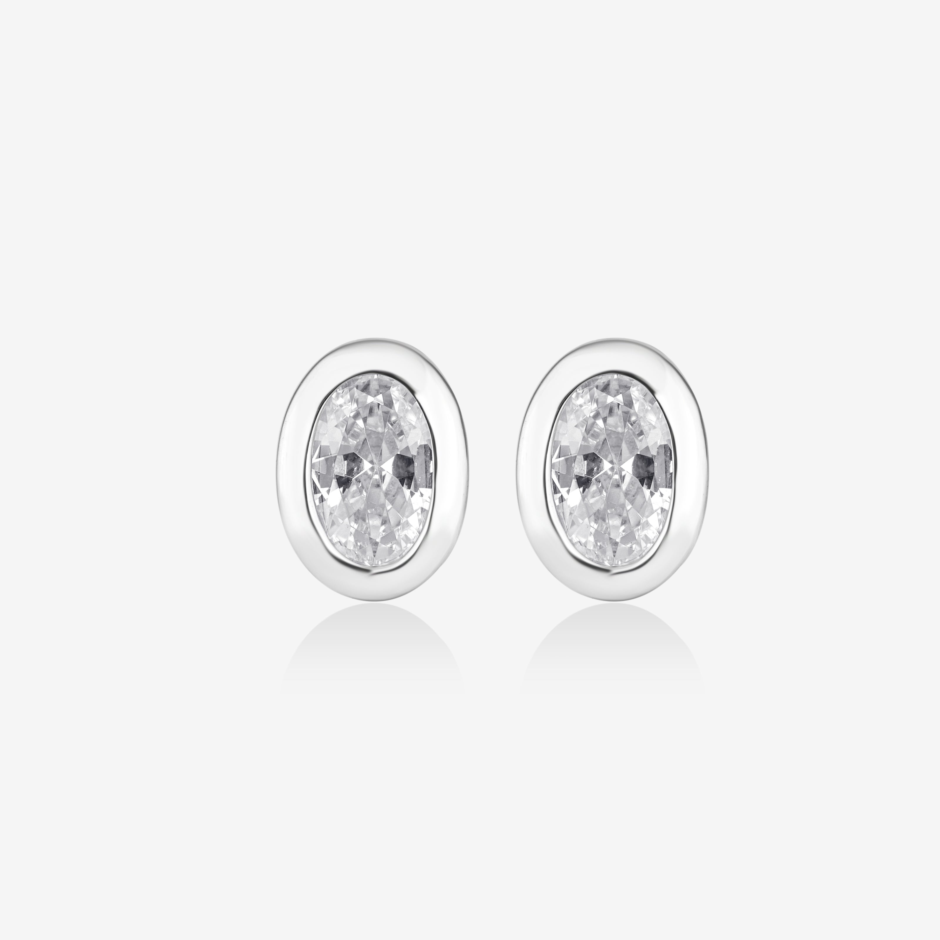 Oval Cut Diamond Round Design 925 Sterling Silver Stud Earrings for Women