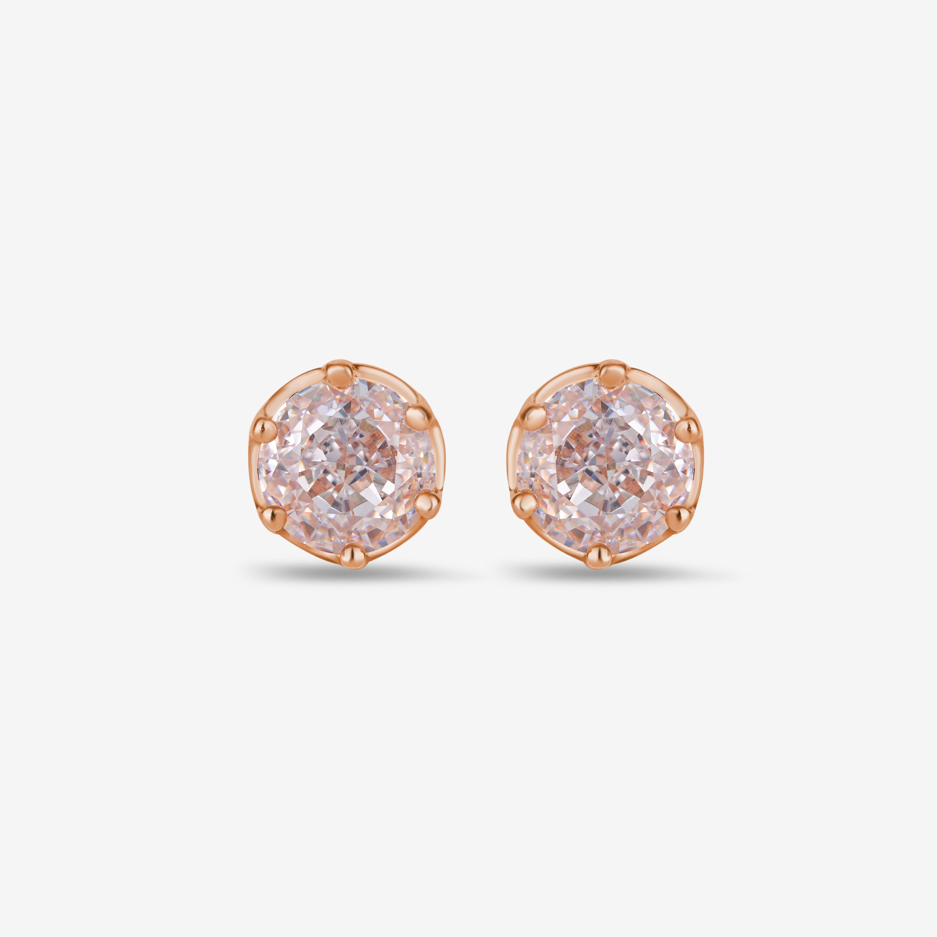 WiteSolitaire Diamond 925 Sterling Silver Rose Gold Earrings for Women
