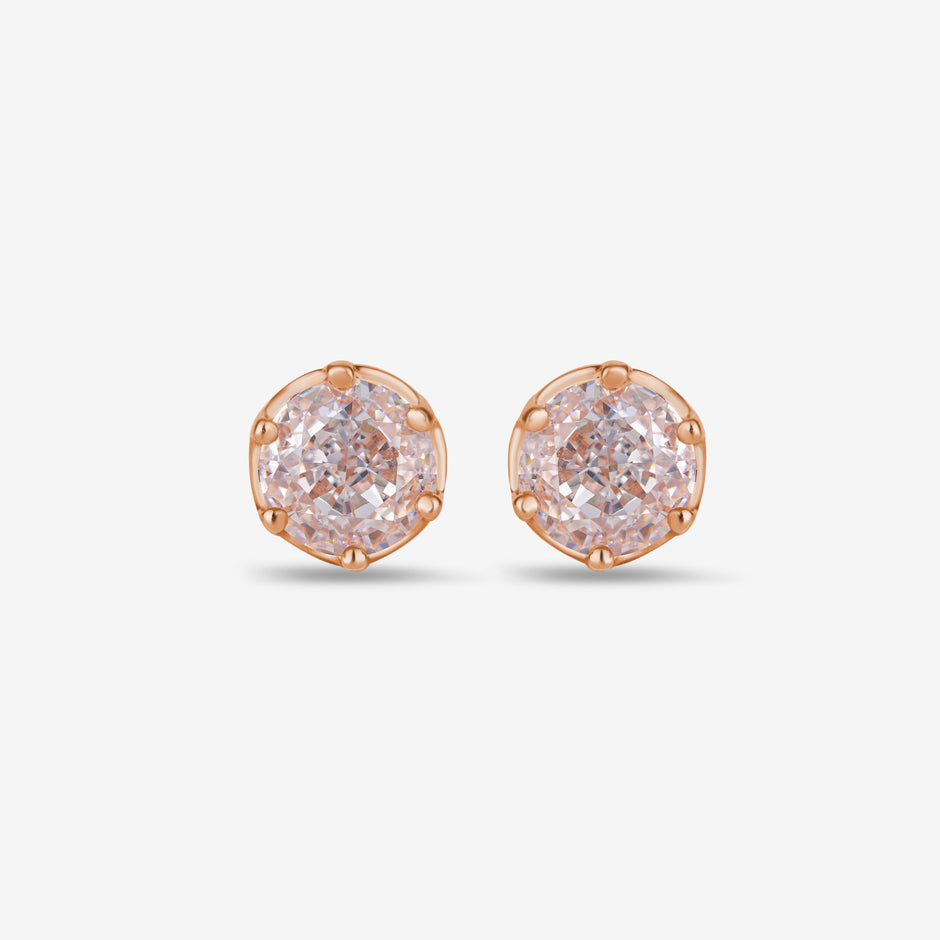 WiteSolitaire Diamond 925 Sterling Silver Rose Gold Earrings for Women