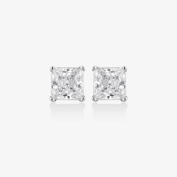 Princess Cut Diamond-Style 925 Sterling Silver Stud Earrings for Women