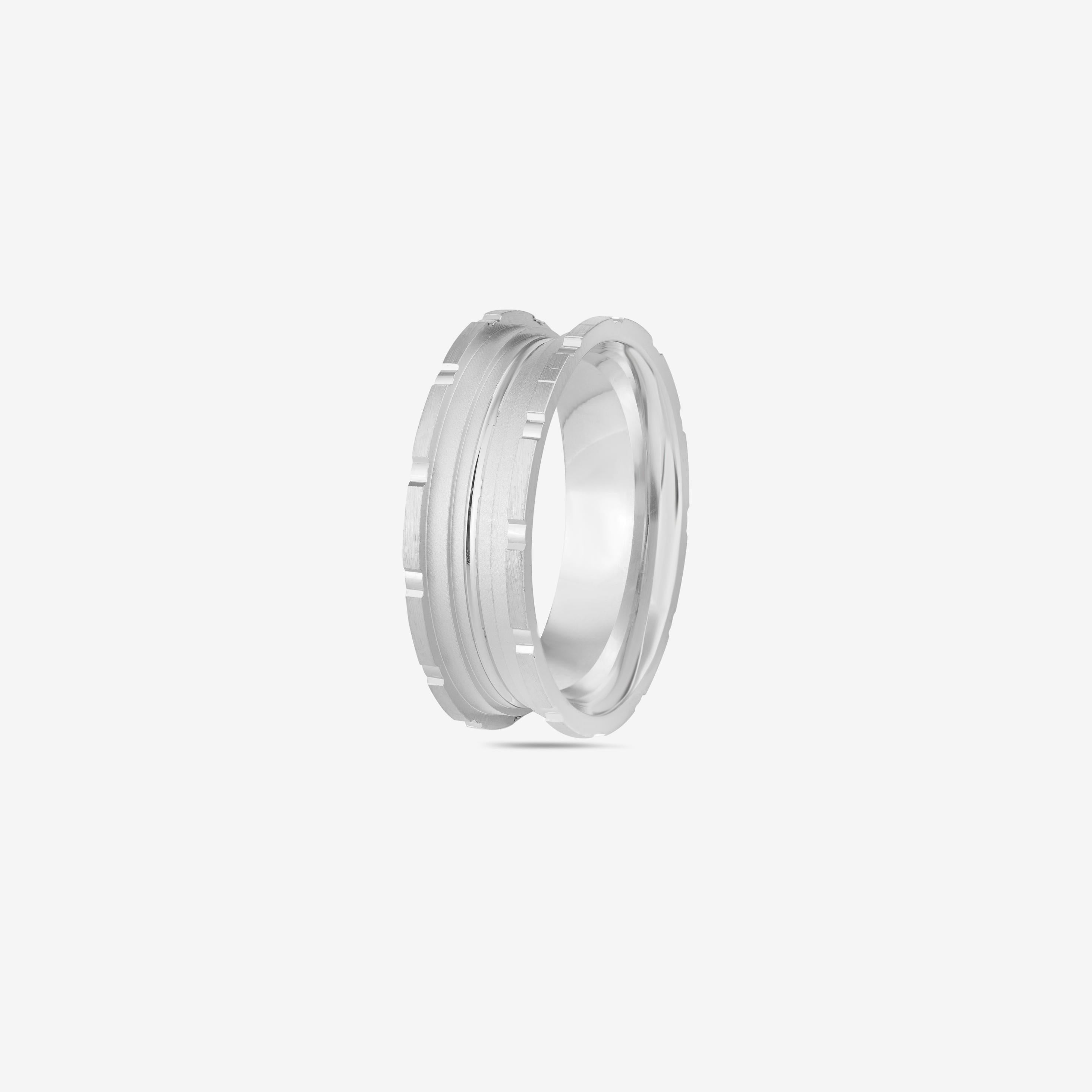 Bold Linear Design 925 Sterling Silver Couple Band for Men