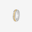 Classic Dual-Tone Diamond Texture Design 925 Sterling Silver Yellow Gold Couple Band for Women