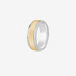 Elegant Linear Design 925 Sterling Silver Yellow Gold Couple Band for Men