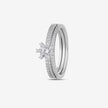 Floral Diamond Silver Ring