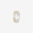 Geometric Dual-Tone Diamond Pattern 925 Sterling Silver Yellow Gold Couple Band for Women