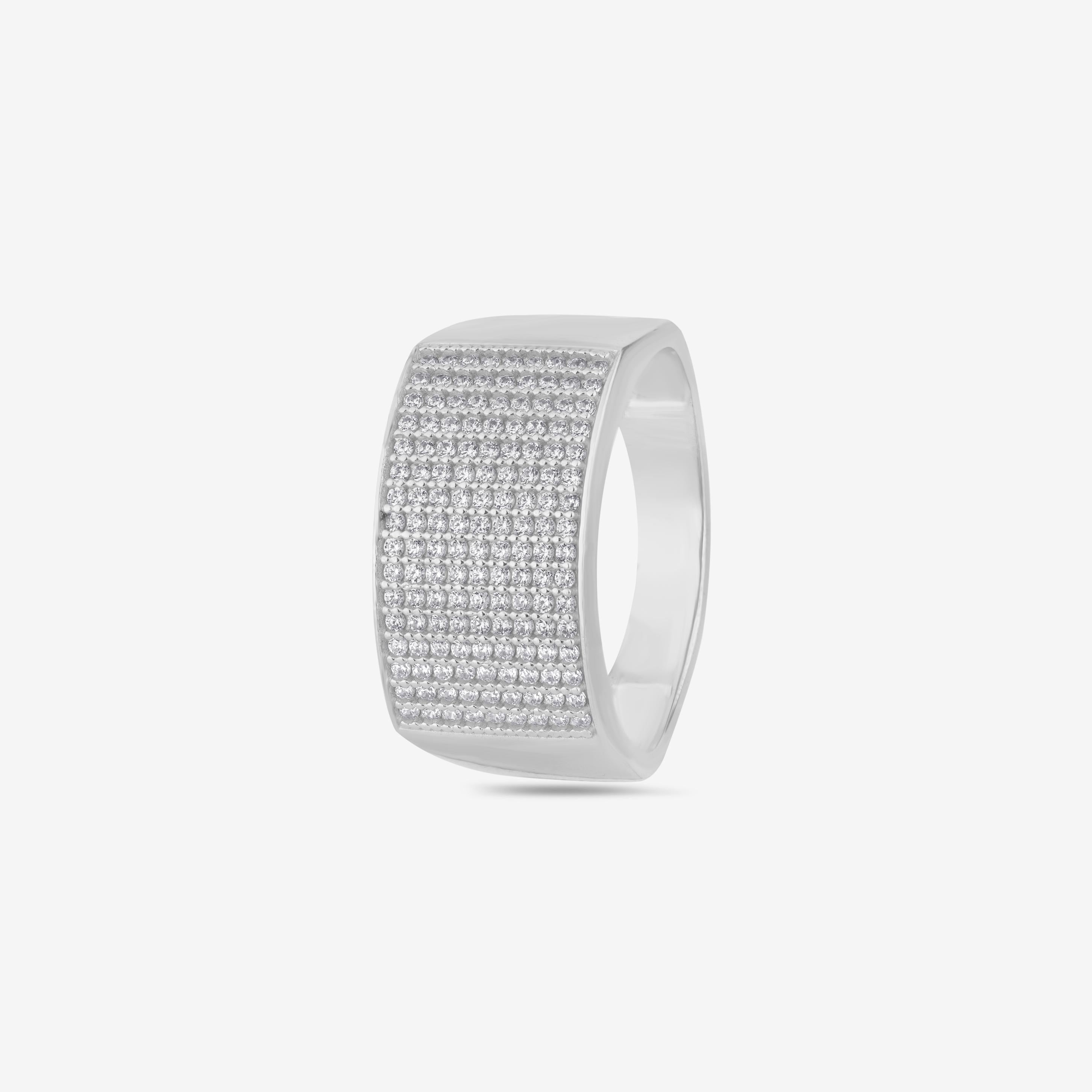 Curved Top Micro Pavé cz 925 sterling Silver Ring for men