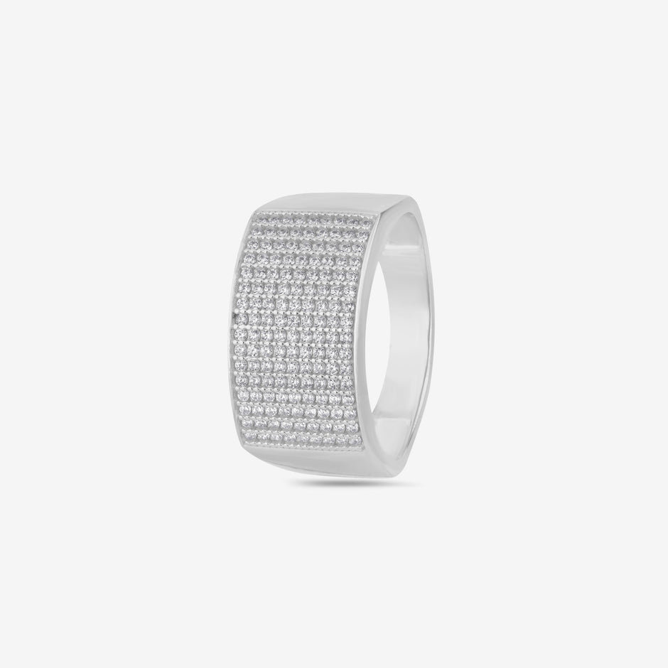 Curved Top Micro Pavé cz 925 sterling Silver Ring for men