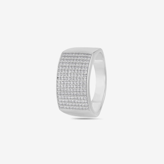 Curved Top Micro Pavé cz 925 sterling Silver Ring for men
