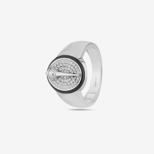 Round Micro Pavé Gada CZ 925 Sterling Silver Ring for Men