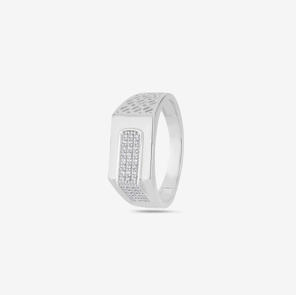 Cutwork Side Pavé cz 925 sterling Silver Ring for men