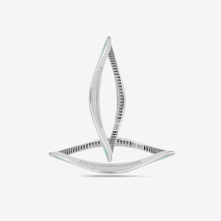 Celestial Curve Diamond-Look Sterling 925 Silver Bangle for Women