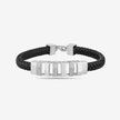 Urban Edge Diamond-Set 925 Sterling Silver Leather Bracelet for Men