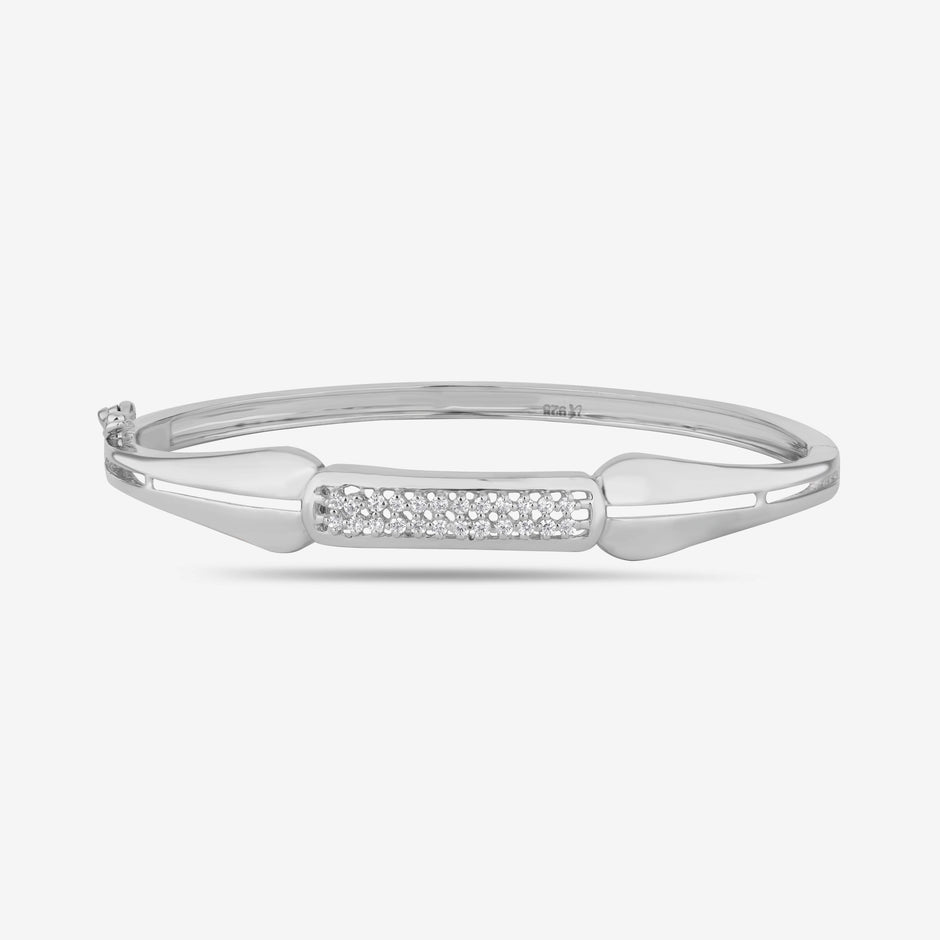 Minimal Diamond Bar Silver Bracelet for Women