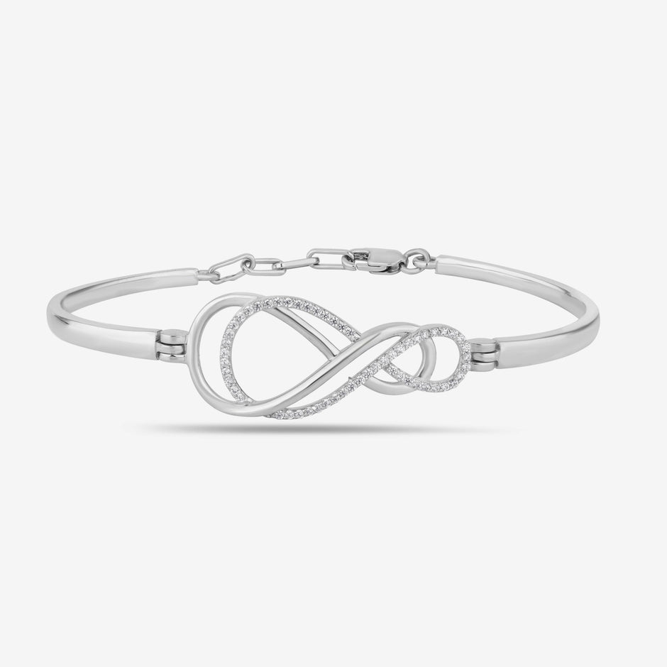 Infinity Twist Design CZ 925 Sterling Silver Bracelet for Women