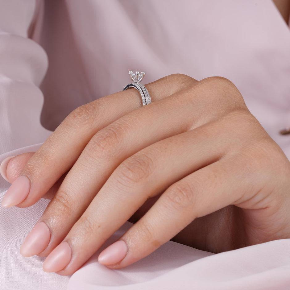 Floral Diamond Silver Ring