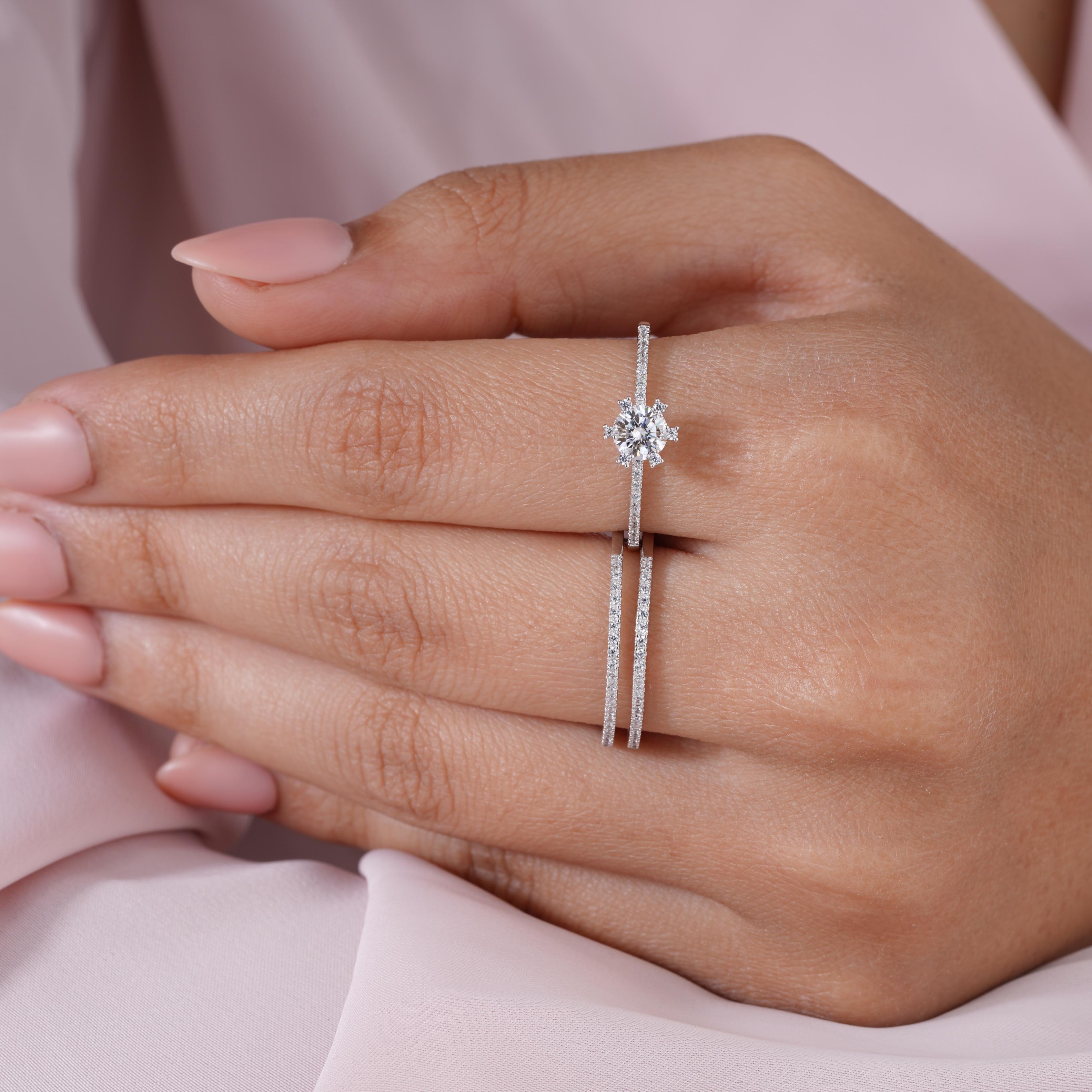 Floral Diamond Silver Ring