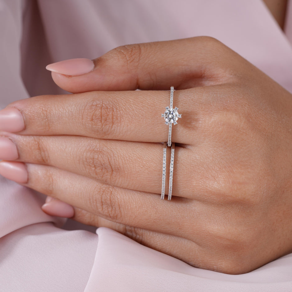 Floral Diamond Silver Ring