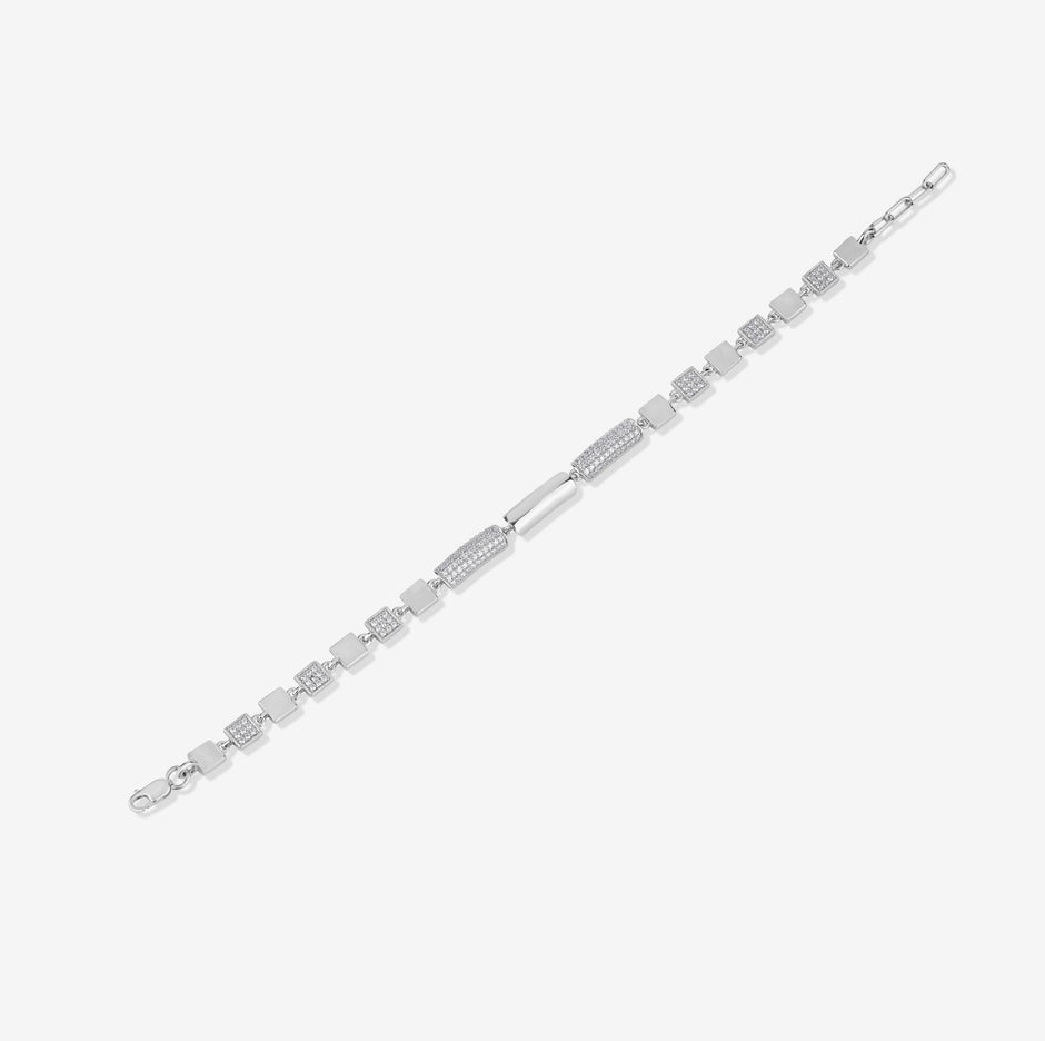 Geometric Sparkle 925 Sterling Silver Bracelet for Women