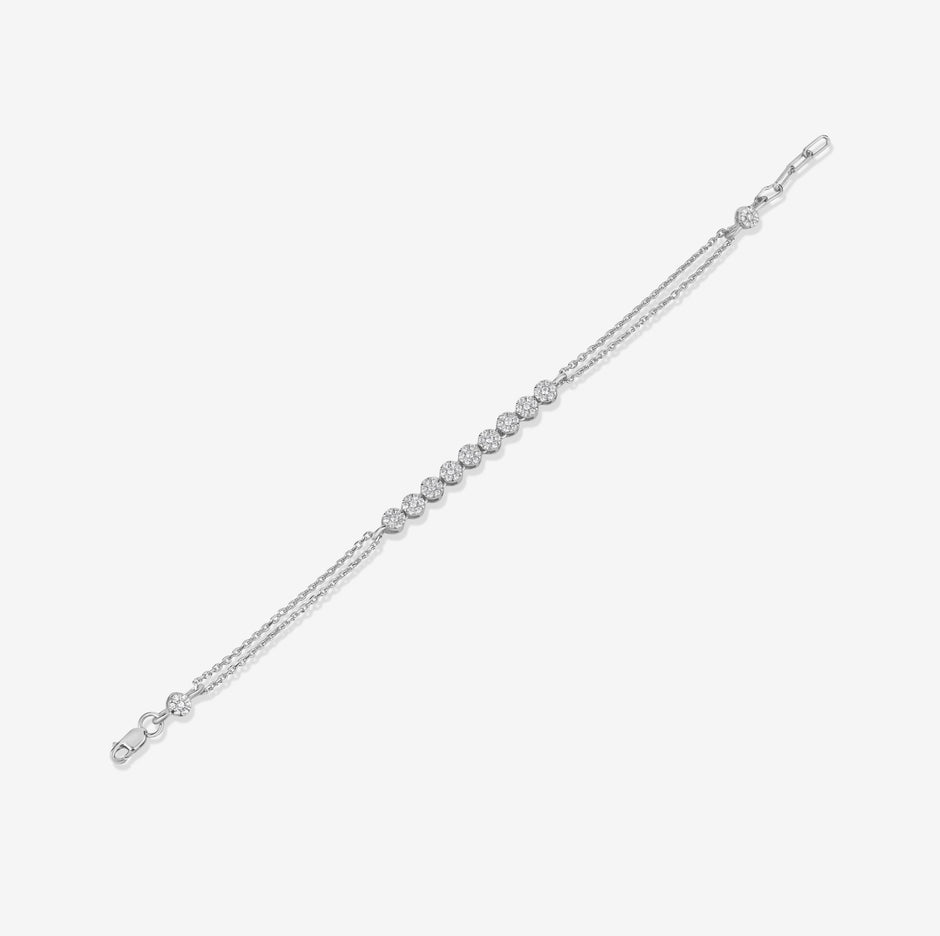 Classic Floral CZ 925 Sterling Silver Bracelet for Women