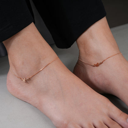 Minimal Butterfly Charm Rose Gold Anklets for Women
