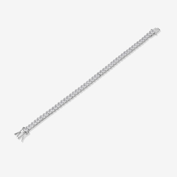 Square Shape Diamond CZ 925 Sterling Silver Tennis Bracelet for Women