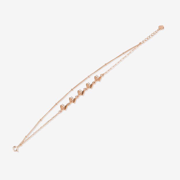 Butterfly Design 925 Sterling Silver Rose Gold Bracelet for Women