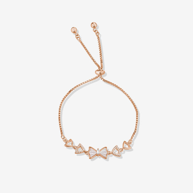 Butterfly Bliss Diamond-Accented 925 Sterling Silver Rose Gold Adjustable Bracelet for Women