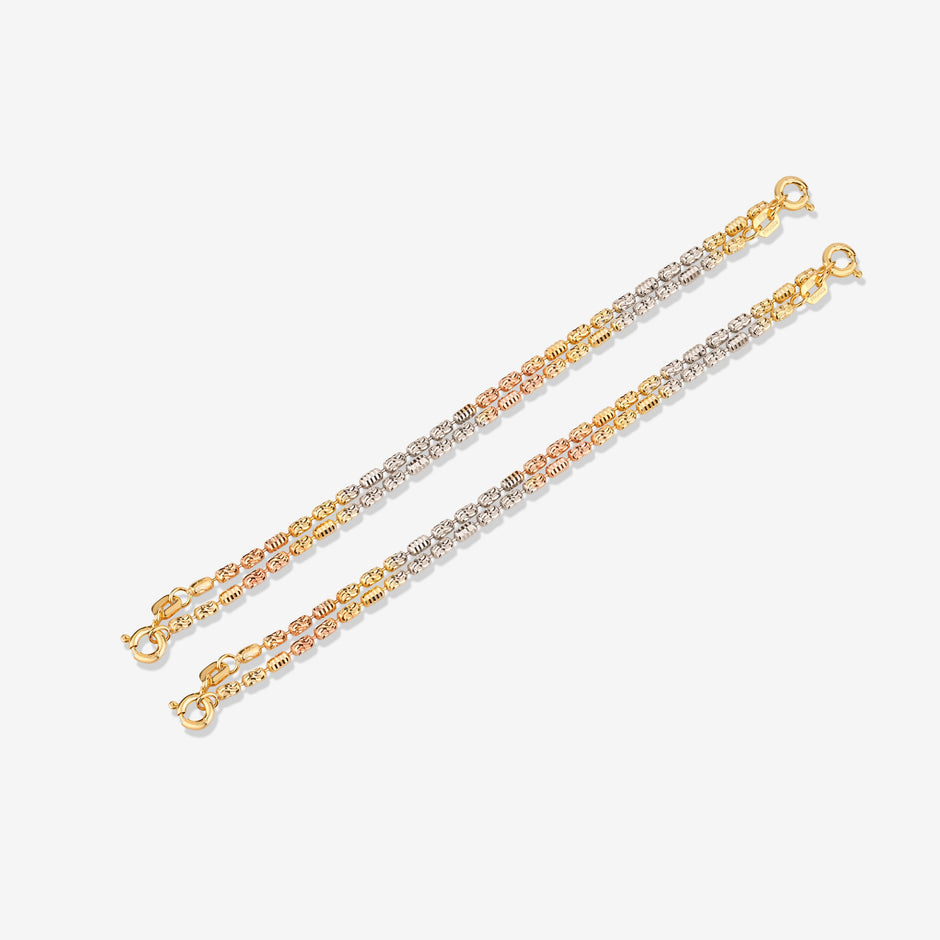 Trinity Tone Interlink Design 925 Sterling Silver Kid's Bracelet