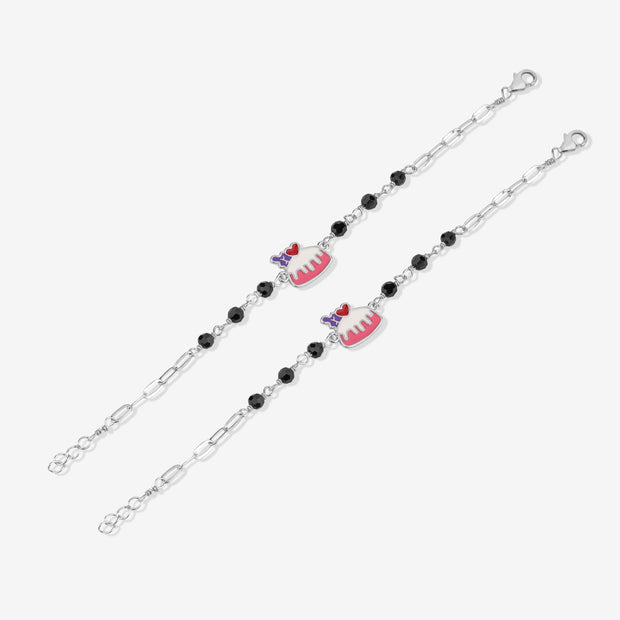 Royal Treat Cake Charm Diamond 925 Sterling Silver Kid's Bracelet