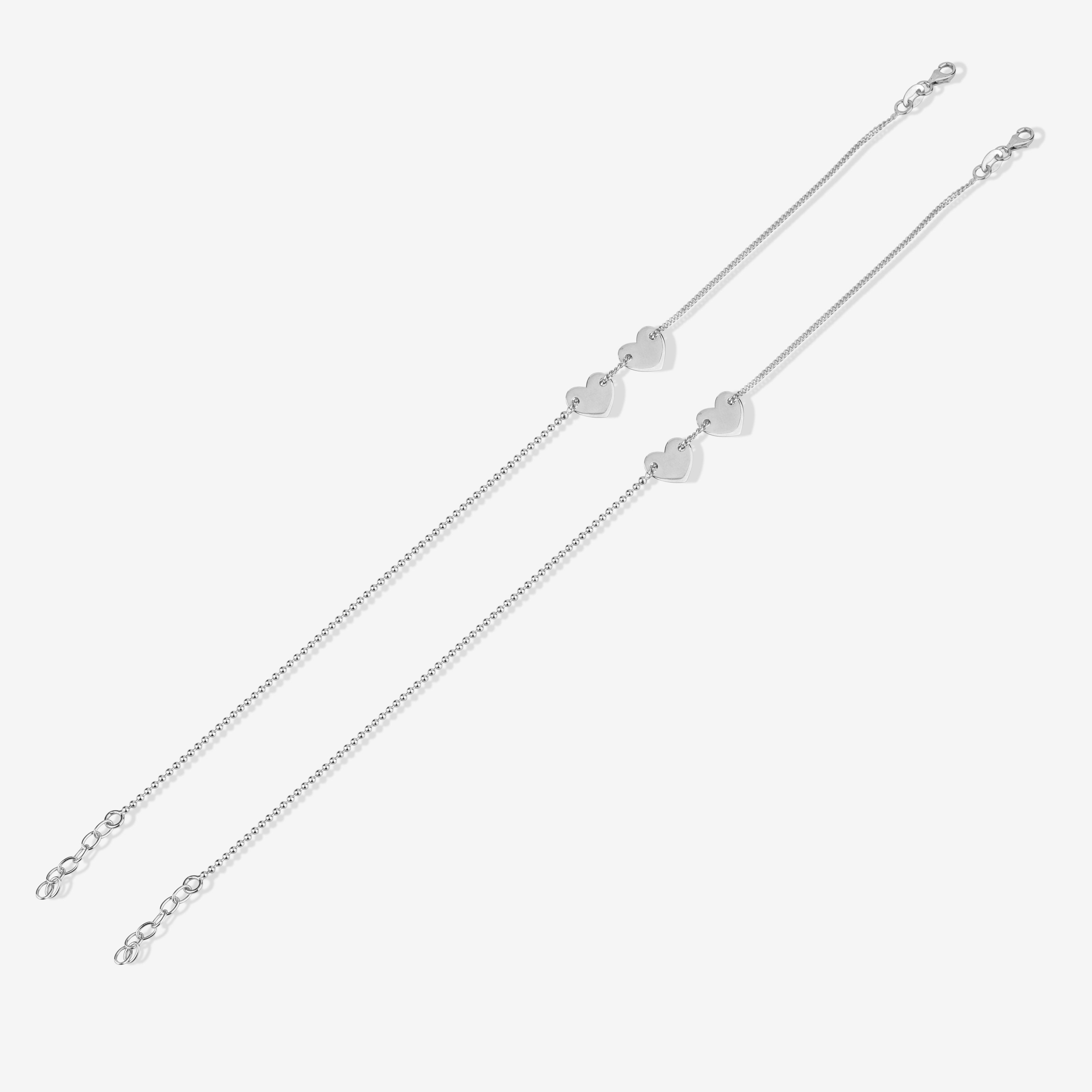 Heart Shape 925 Sterling Silver Minimal Anklet for Women