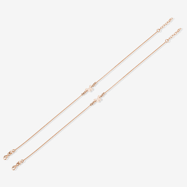 Butterfly Design Lucky Petal 925 Sterling Silver Rose Gold Anklet for Women