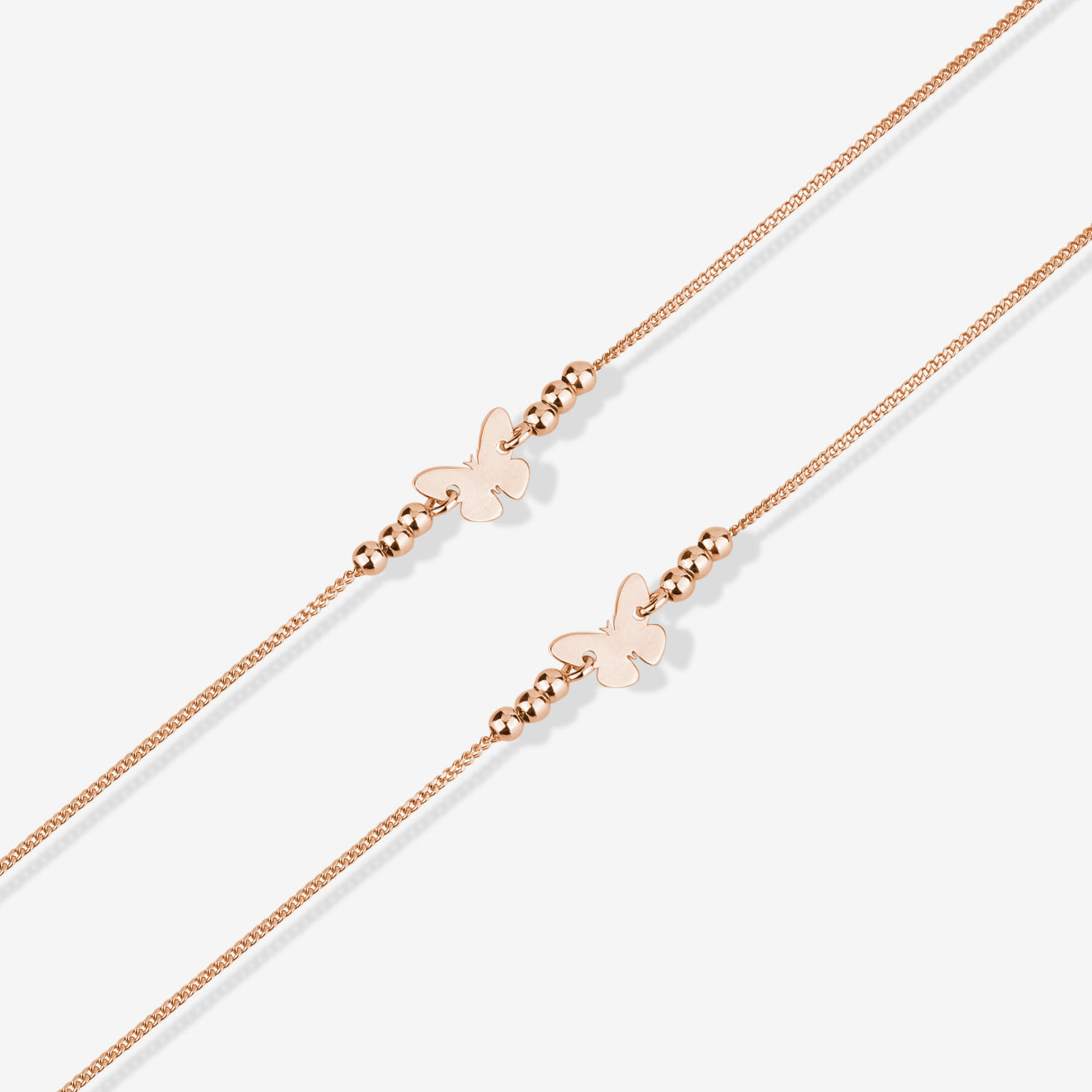 Butterfly Design Lucky Petal 925 Sterling Silver Rose Gold Anklet for Women