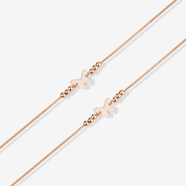 Butterfly Design Lucky Petal 925 Sterling Silver Rose Gold Anklet for Women