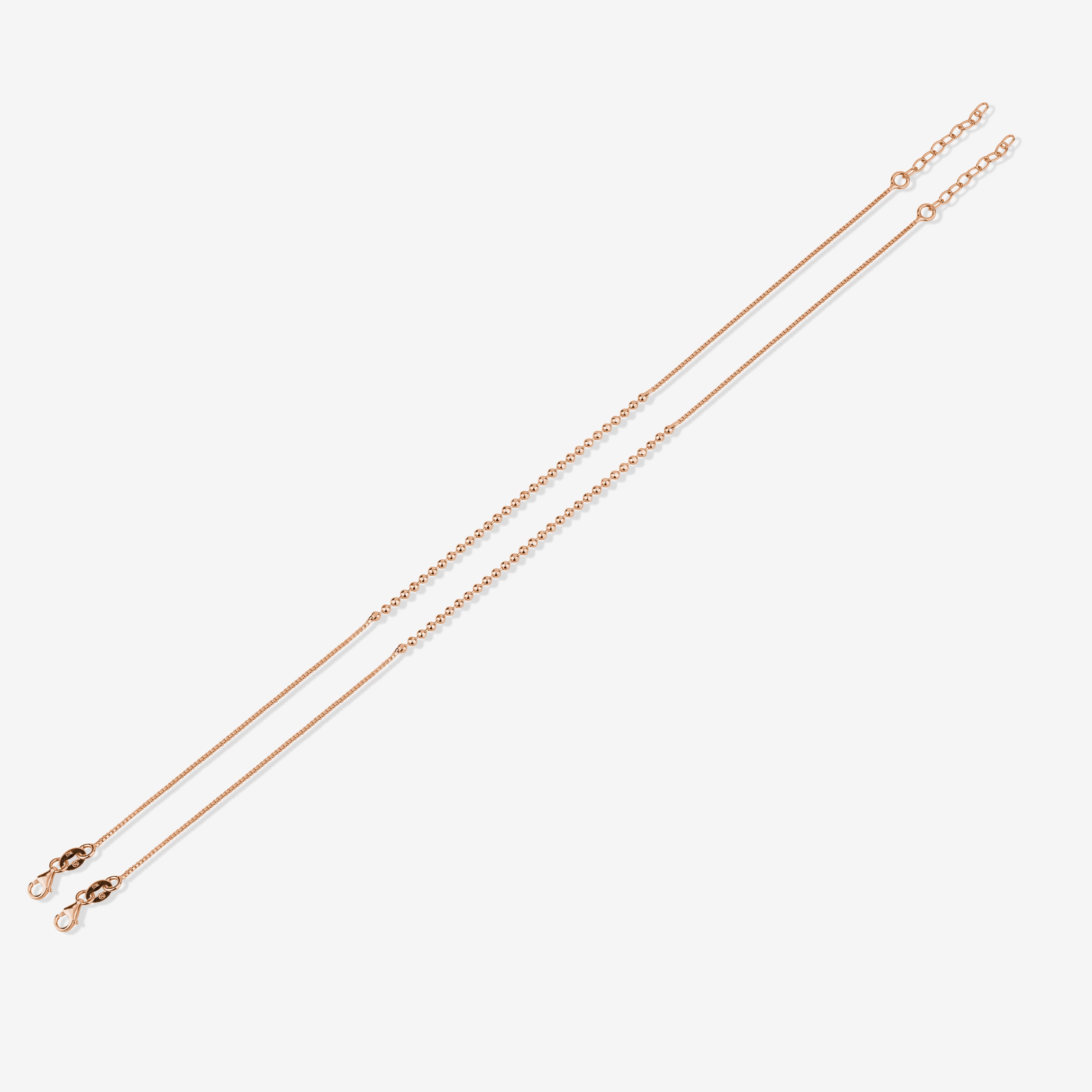 Diamond Glow Triple-Layer 925 Sterling Silver Rose Gold Anklet for Women