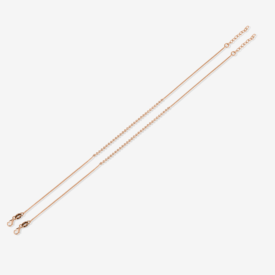 Diamond Glow Triple-Layer 925 Sterling Silver Rose Gold Anklet for Women