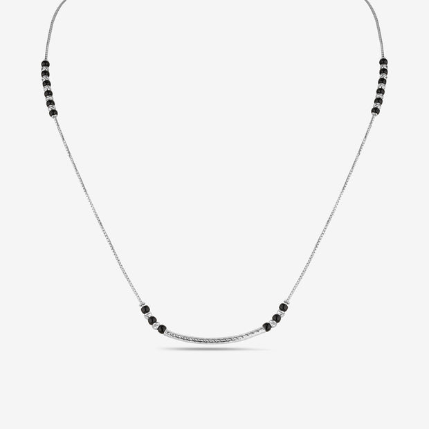 Minimal Curved Bead 925S terling Silver Mangalsutra for Women