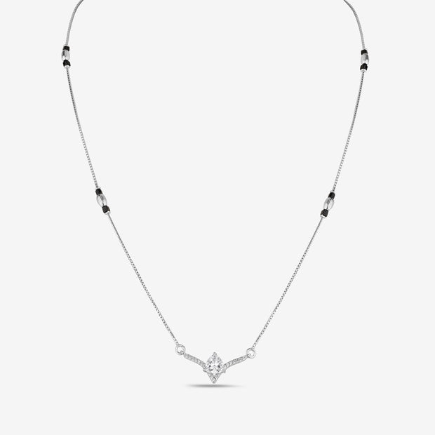 Crown Heart Shape Diamond 925 Sterling Silver Mangalsutra for Women