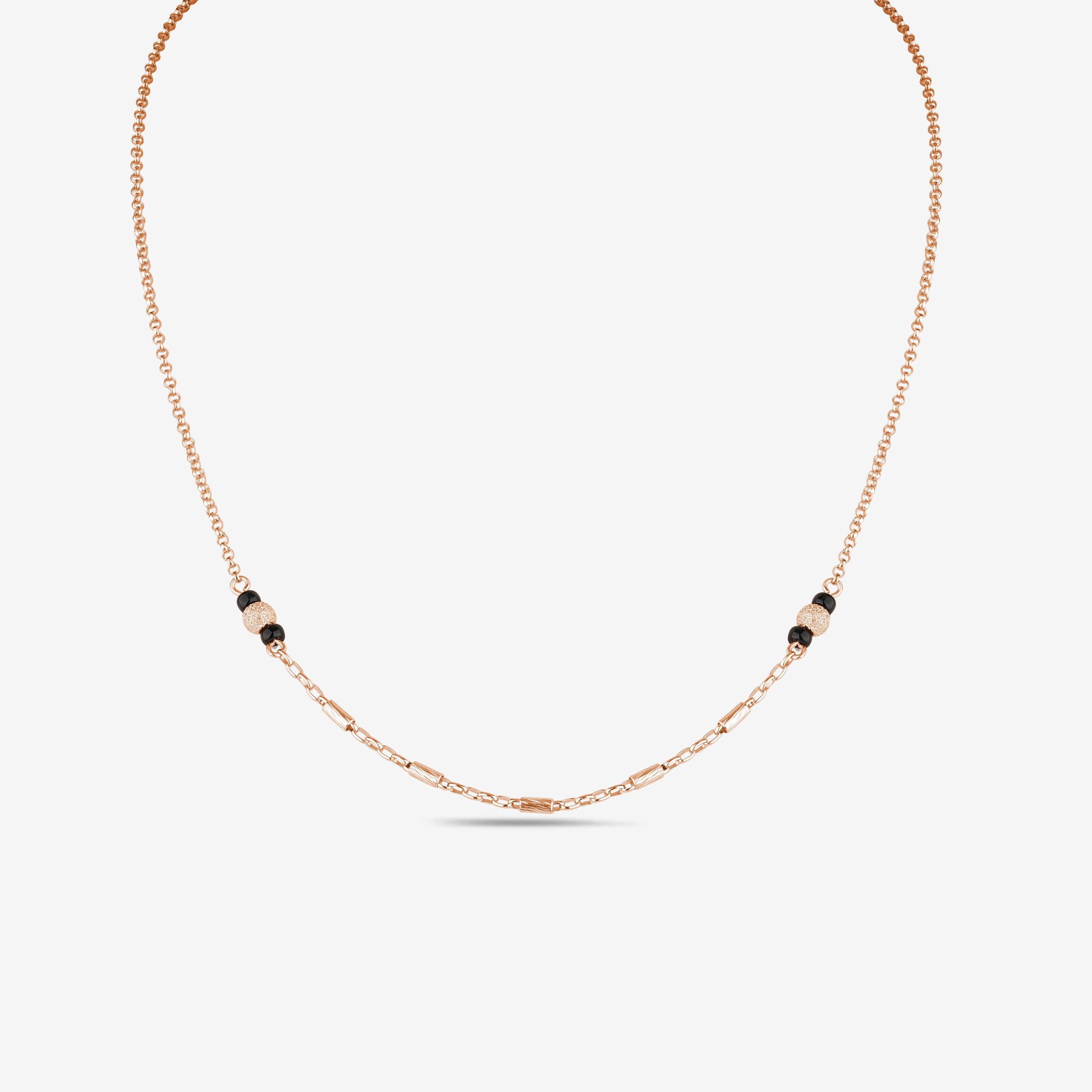 Delicate Black Bead 925 Sterling Silver Rose Gold Mangalsutra for Women