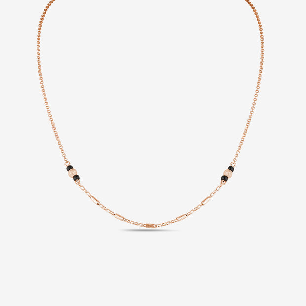 Delicate Black Bead 925 Sterling Silver Rose Gold Mangalsutra for Women