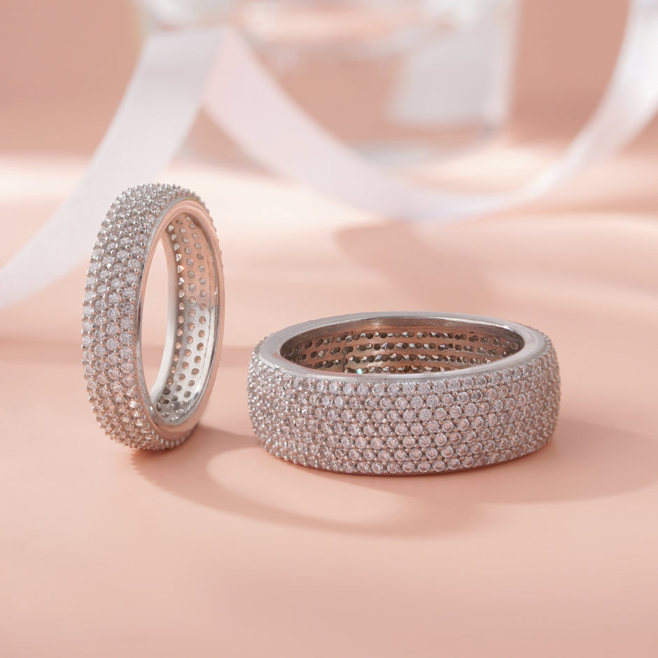 925 Sterling Silver Pave CZ Ring for Men