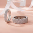 Round Design Full Pave Diamond 925 Sterling Silver Couple Band for Women