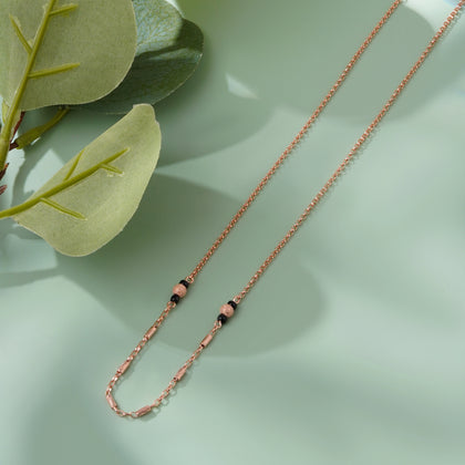 Delicate Black Bead 925 Sterling Silver Rose Gold Mangalsutra for Women