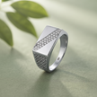 Diagonal Pave CZ 925 Sterling Silver Men’s Geometric Signet Ring
