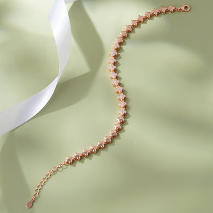 Butterfly Link Diamond Adjustable Rose Gold Bracelet for Women