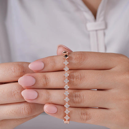 Butterfly Link Diamond Adjustable Rose Gold Bracelet for Women