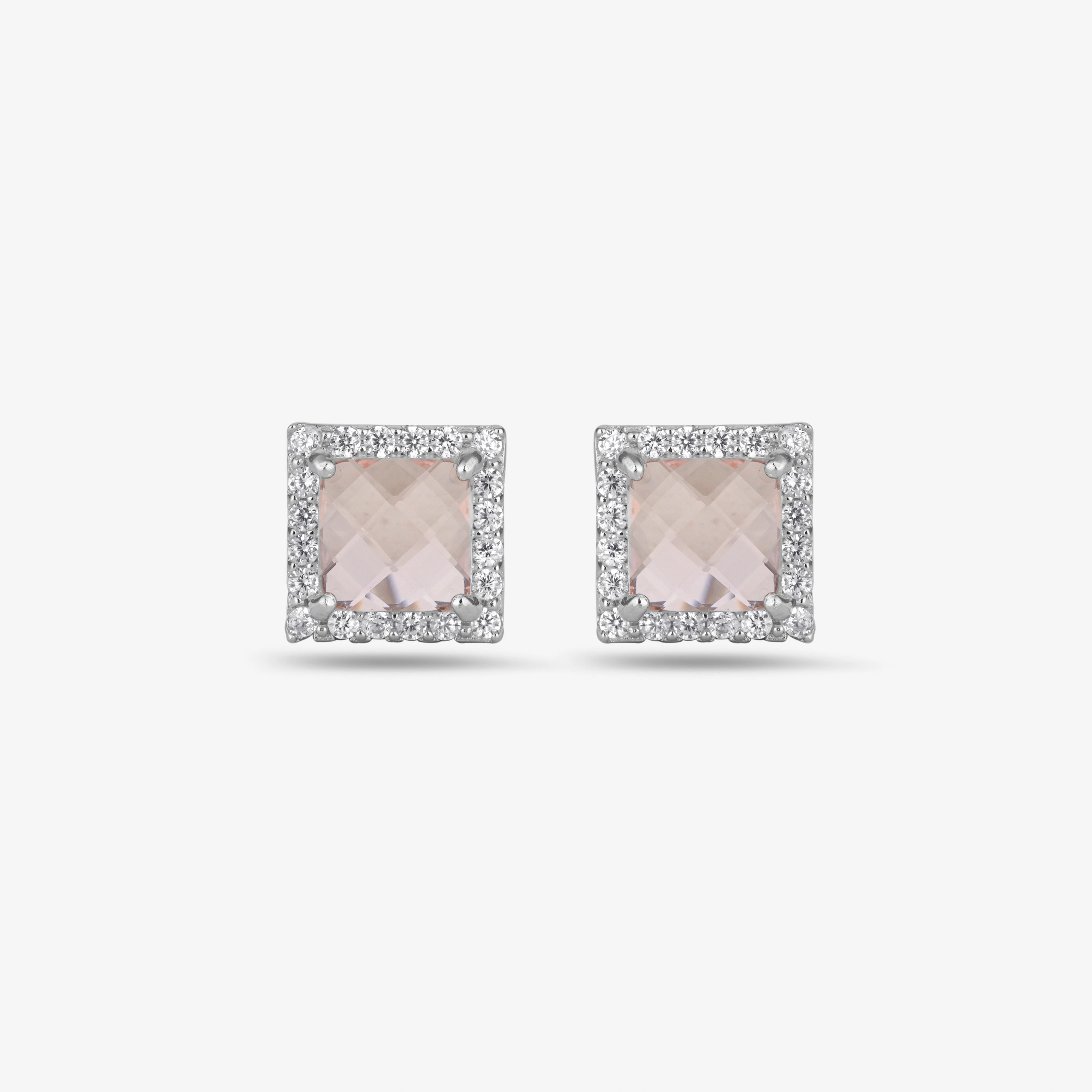 Diamond Glow Square CZ Stud Earrings